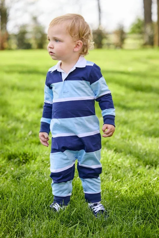 Varsity Stripe Rugby Polo Romper