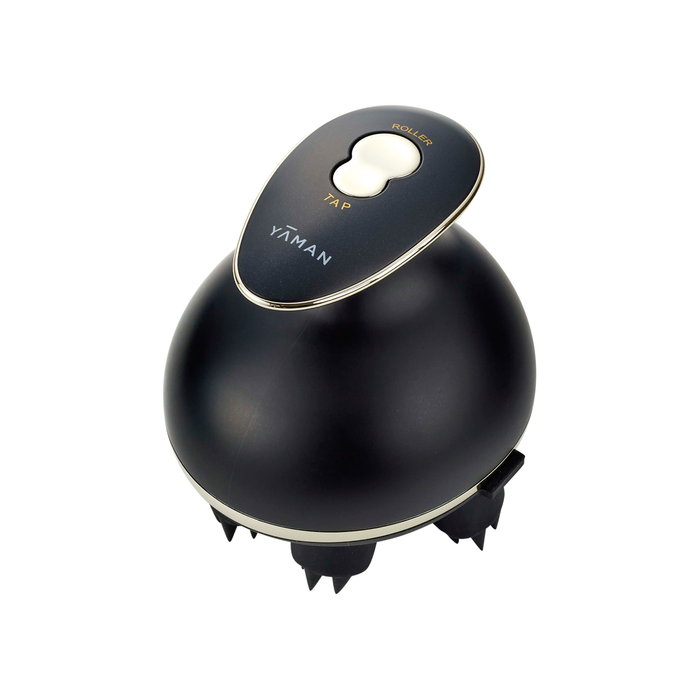 Black scalp massager with 'YAMAN' branding on a white background