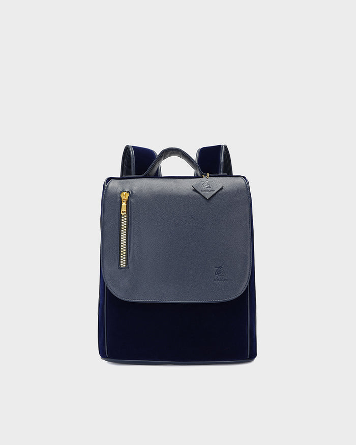 Velour Backpack in Navy Blue