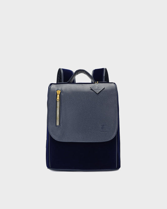 Velour Backpack in Navy Blue