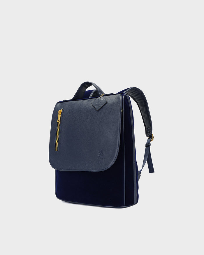 Velour Backpack in Navy Blue