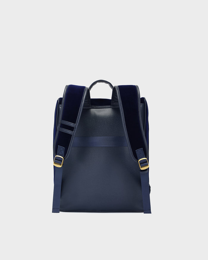 Velour Backpack in Navy Blue