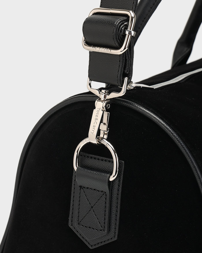 Velour Duffle Bag in Black