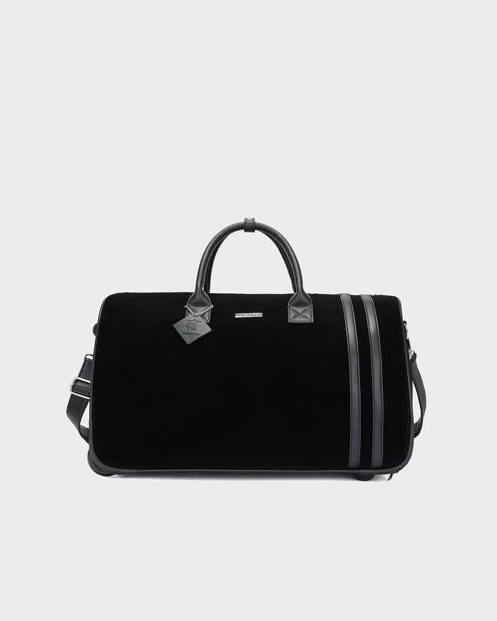 Velour Rolling Duffle Bag in Black