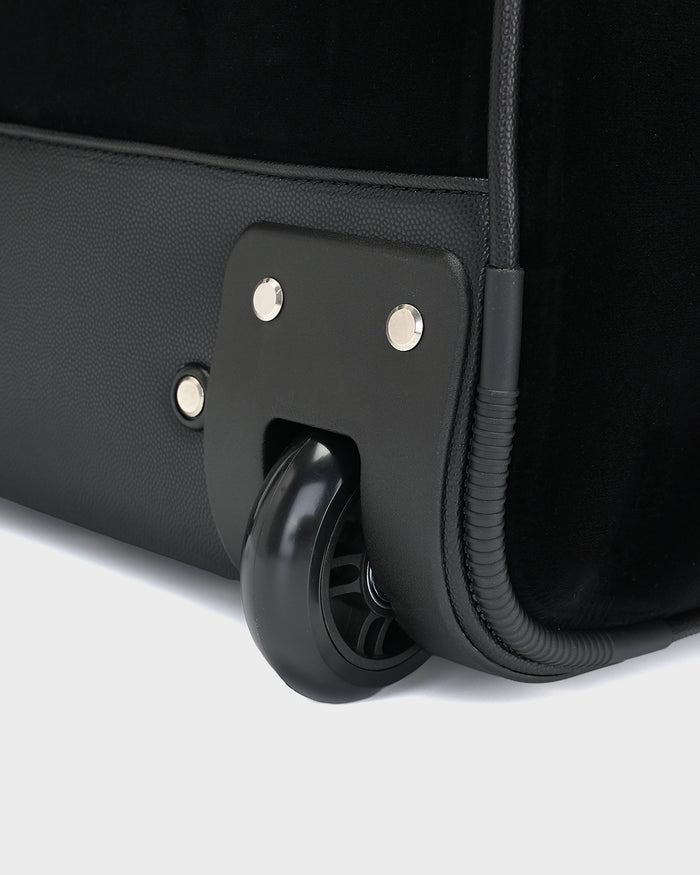 Velour Rolling Duffle Bag in Black