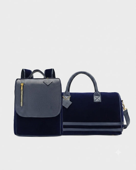 Velvet Luxe Travel Set in Navy Blue