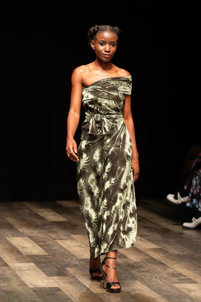 Olive Velveteen Goddess Dress