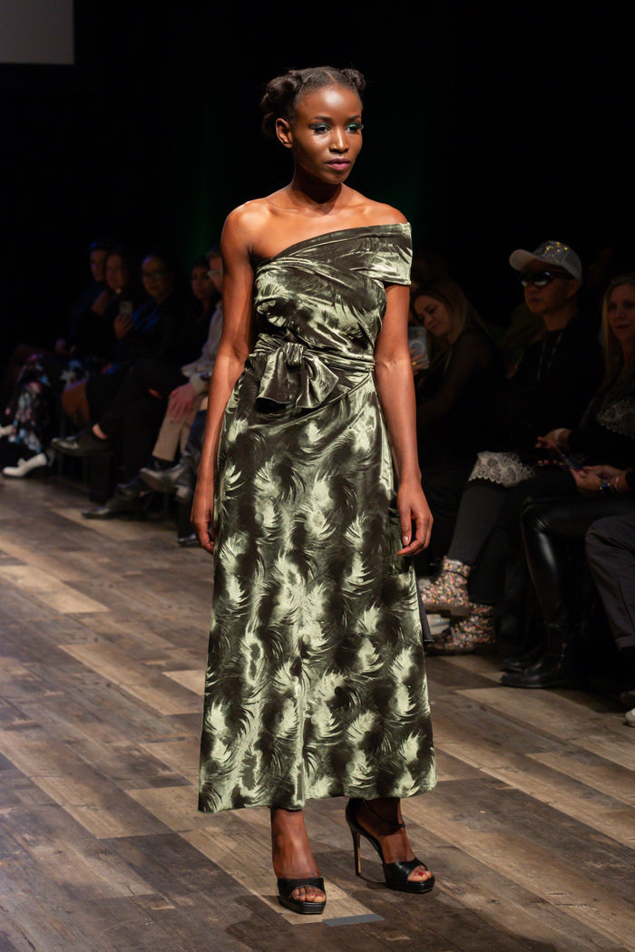 Olive Velveteen Goddess Dress