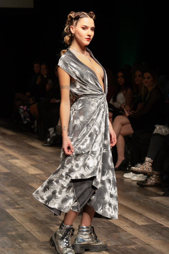 Silver Velveteen Goddess Dress