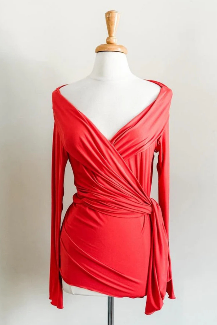 Diane Kroe Coral Versa Wrap in soft Brushed Venezia styled as wrap top