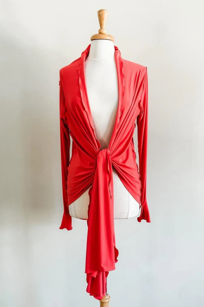 Diane Kroe Coral Versa Wrap in soft Brushed Venezia styled as wrap top