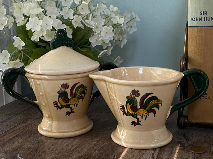 Vintage California Pottery Sugar and Creamer by Metlox at Duckwells