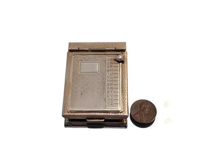 Vintage Mini Address Book, Goldtone Metal Flip Phone Book at Duckwells