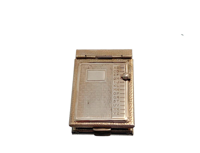 Vintage Mini Address Book, Goldtone Metal Flip Phone Book at Duckwells