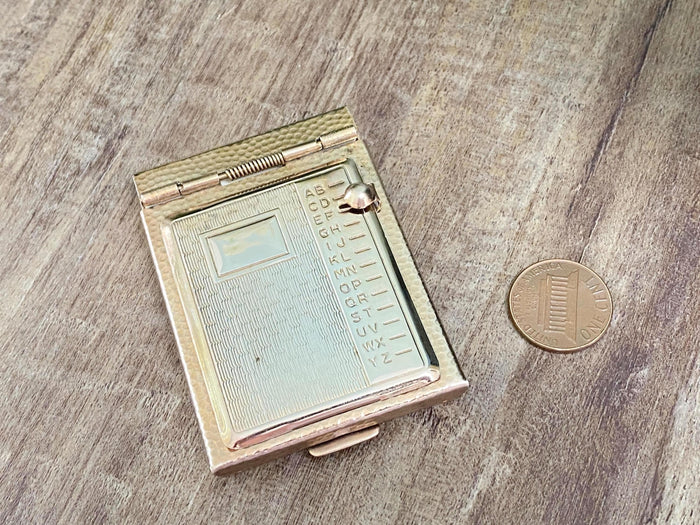 Vintage Mini Address Book, Goldtone Metal Flip Phone Book at Duckwells