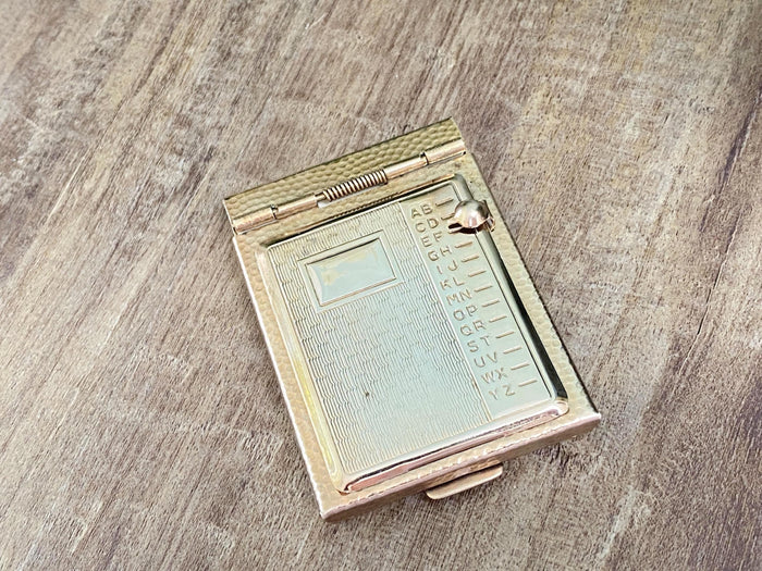 Vintage Mini Address Book, Goldtone Metal Flip Phone Book at Duckwells