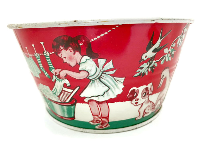 Vintage Tin Toy Wash Tub by Wolverine with Clothespins at Duckwells