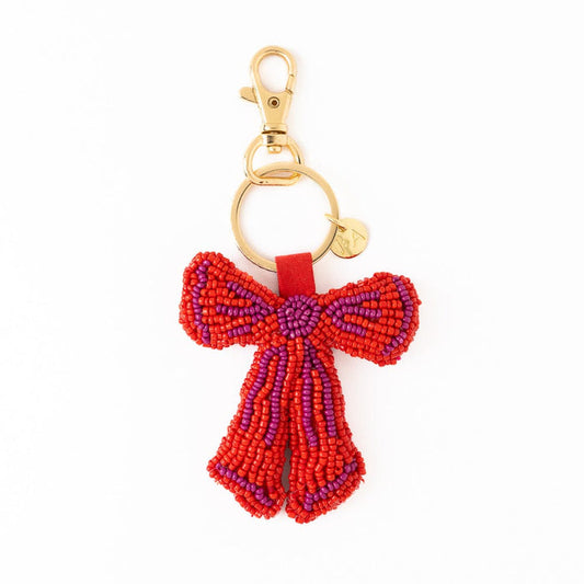 Violet Bow Beaded Bag Charm Red Bag Charm