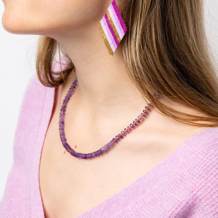 Vivianne Amethyst With Carnelian Necklace 18" Single Chain