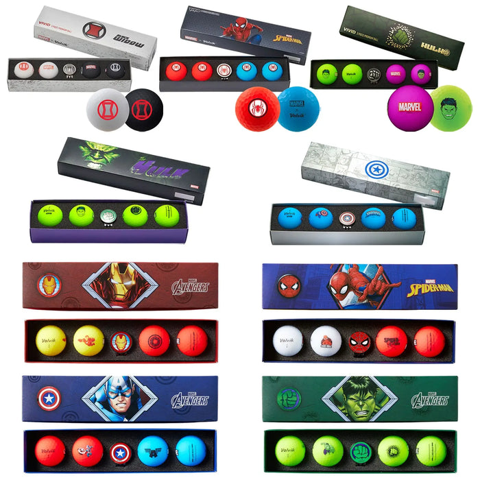 Volvik x Marvel Vivid 4 Golf Balls & Marker Packs