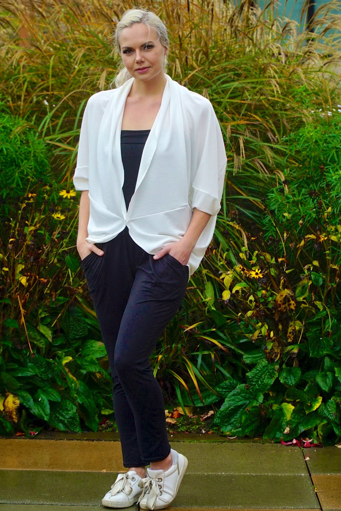 Diane Kroe Travel Cardigan Wrap in Parisienne (Ivory)