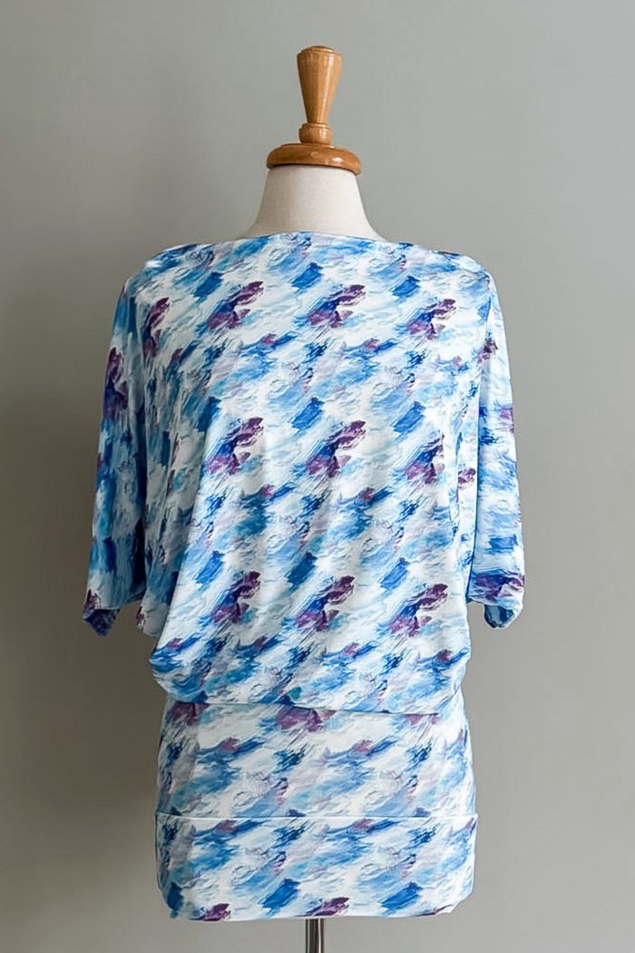 Wear-Ever dress in Watercolor Wave print by Diane Kroe worn as a dress