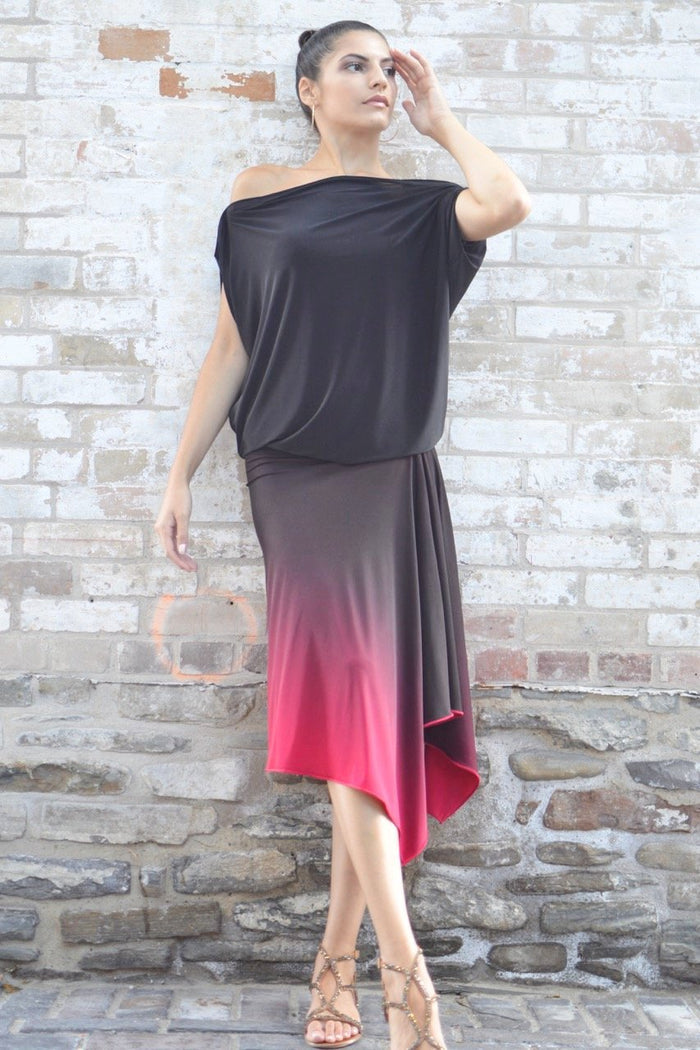 Diane Kroe Wear-Ever Skirt Dress (Black)  worn off shoulder top style
