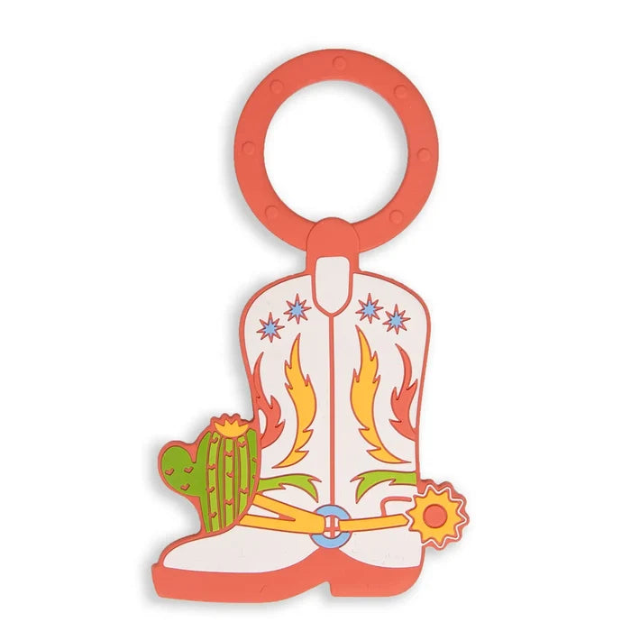 Western Cowboy Boot Baby Teether Ring