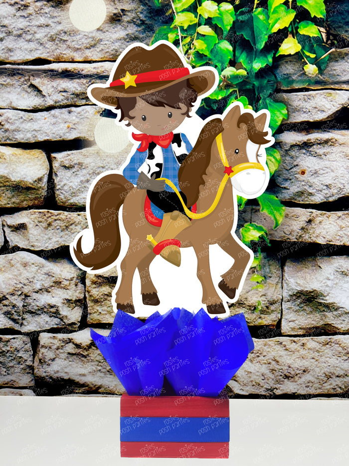 Western Cowboy Theme | Cowboy Birthday | Western Baby Shower | Afro Cowboy Theme Centerpiece Decoration SET OF 6