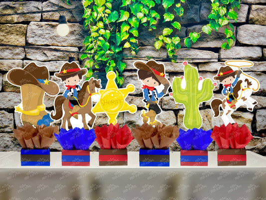 Western Cowboy Theme | Cowboy Birthday | Western Baby Shower | Brown Cowboy Theme Centerpiece Decoration INDIVIDUAL