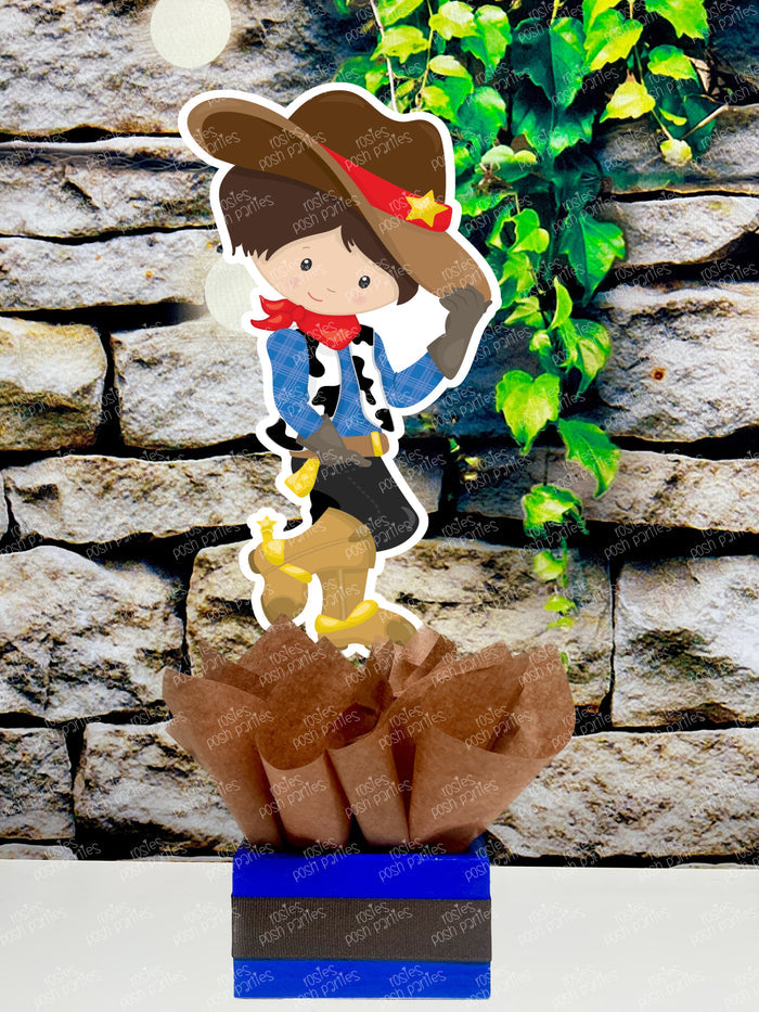 Western Cowboy Theme | Cowboy Birthday | Western Baby Shower | Brown Cowboy Theme Centerpiece Decoration SET OF 6