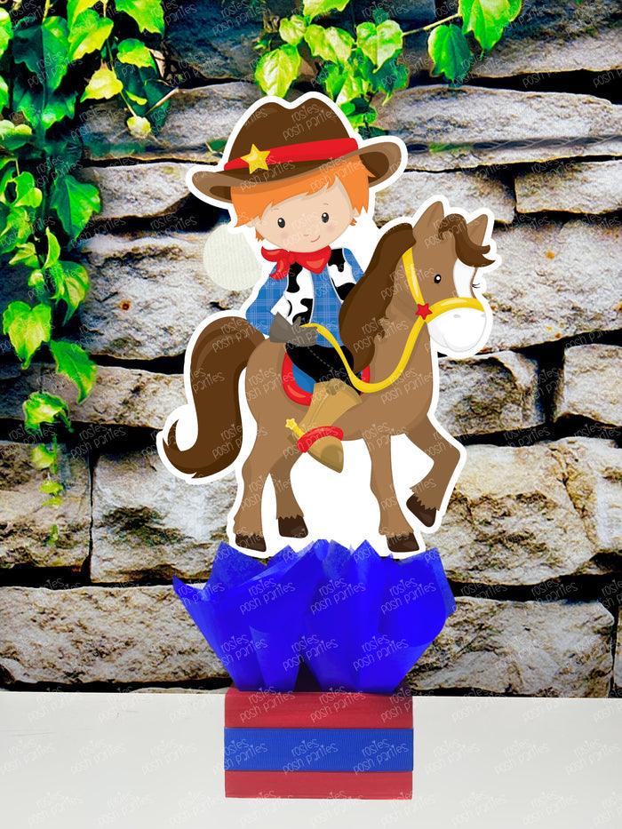 Western Cowboy Theme | Cowboy Birthday | Western Baby Shower | Red Cowboy Theme Centerpiece Decoration SET OF 6