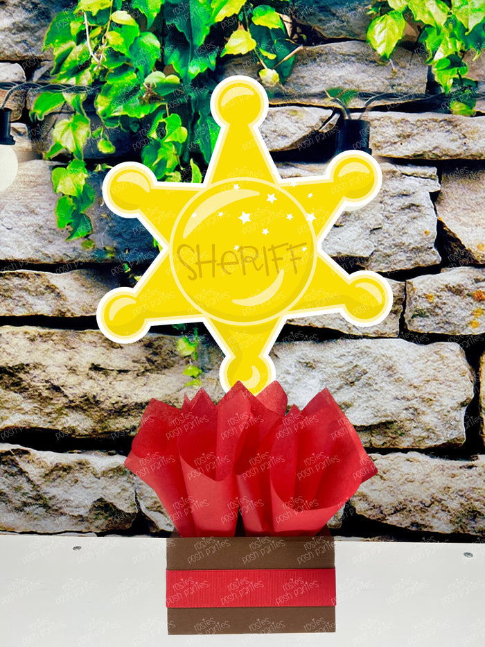 Western Cowboy Theme | Cowboy Birthday | Western Baby Shower | Red Cowboy Theme Centerpiece Decoration SET OF 6