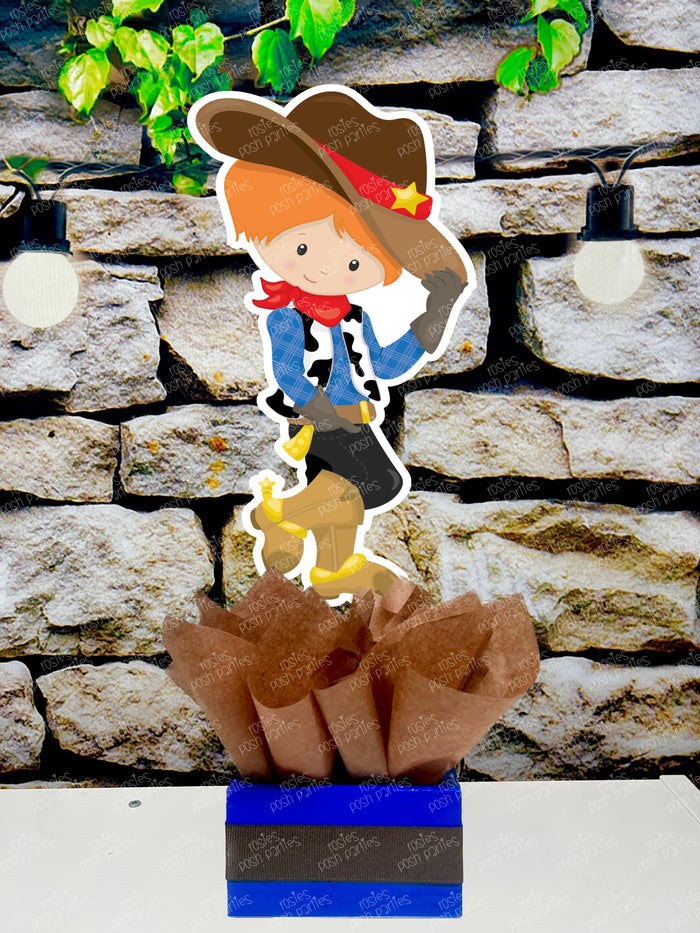 Western Cowboy Theme | Cowboy Birthday | Western Baby Shower | Red Cowboy Theme Centerpiece Decoration SET OF 6