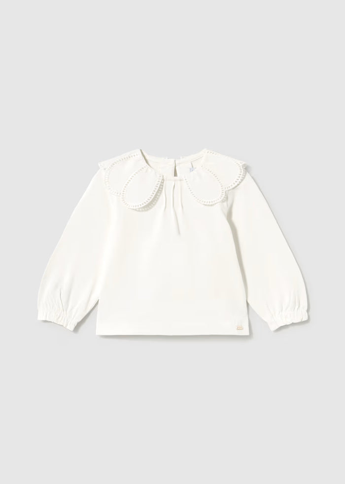 White Embellished Collar Top