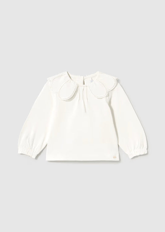 White Embellished Collar Top