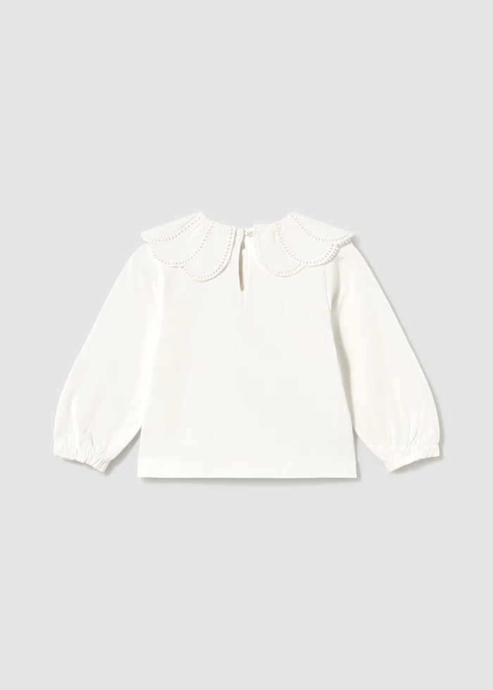 White Embellished Collar Top