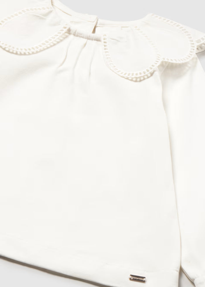 White Embellished Collar Top