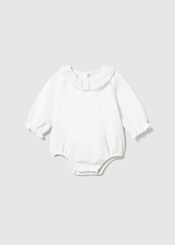 White Eyelet Collar Bodysuit