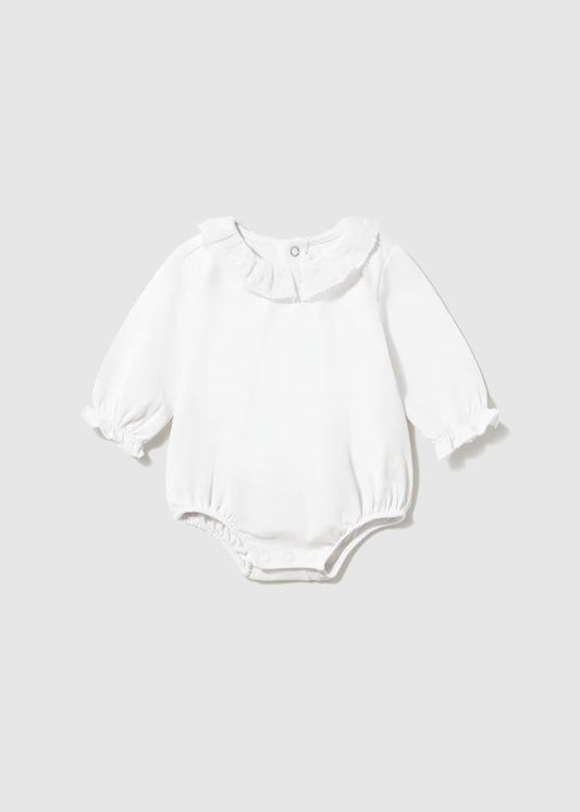 White Eyelet Collar Bodysuit