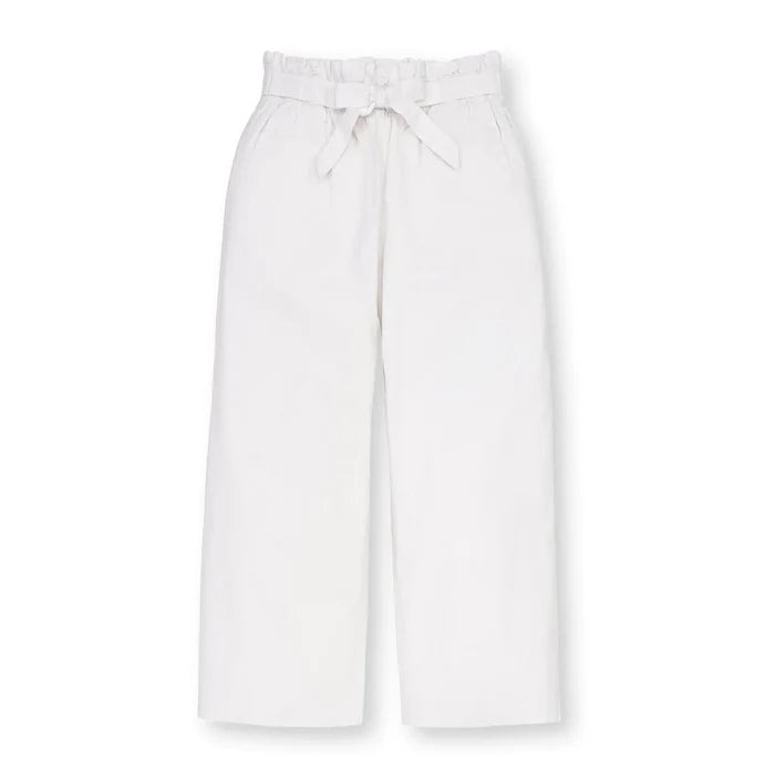 White Linen Paperbag Pants