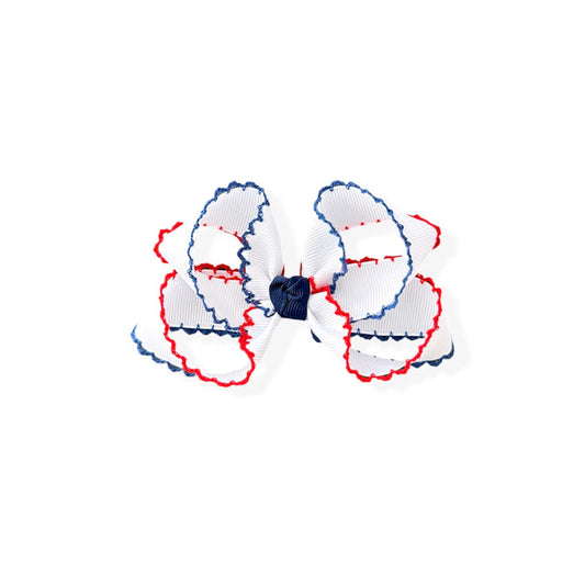 White Patriotic Moonstitch Bow