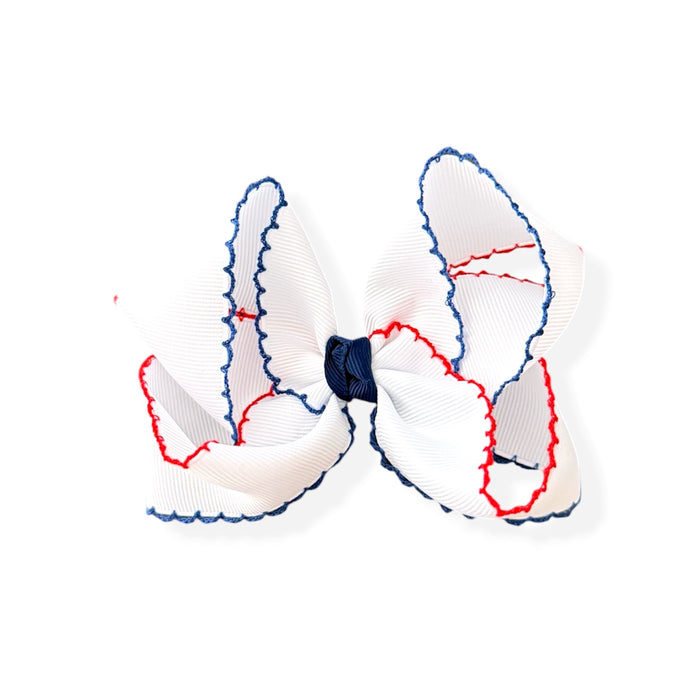 White Patriotic Moonstitch Bow