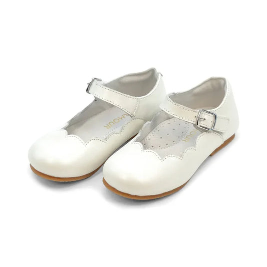 White Sonia Scalloped Flats