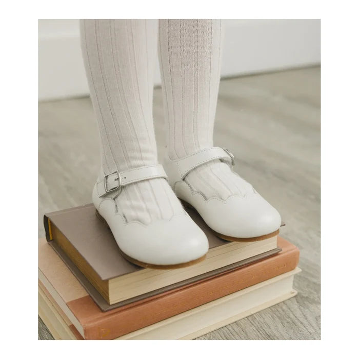 White Sonia Scalloped Flats