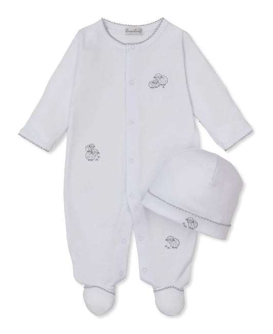 White Sweet Silver Sheep Footie & Hat