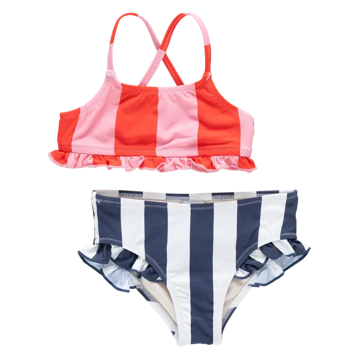 Wide Pink and Red Stripe Arabella Bikini