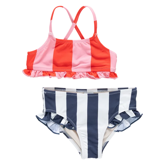 Wide Pink and Red Stripe Arabella Bikini