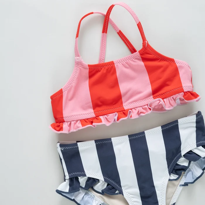 Wide Pink and Red Stripe Arabella Bikini