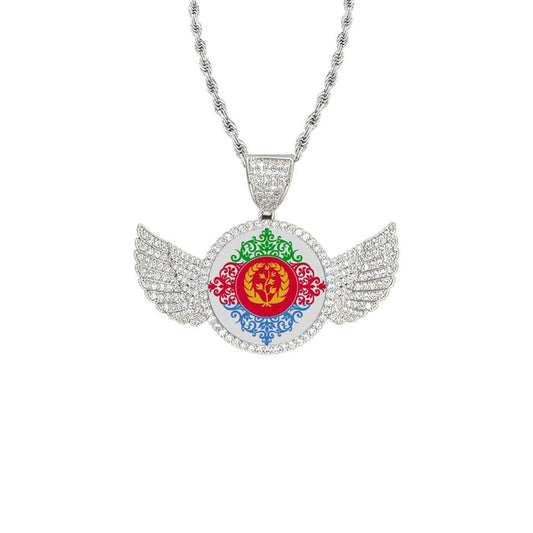 Wings Silver Pendant with Rope Chain Eritrean Flag - Natna Shop
